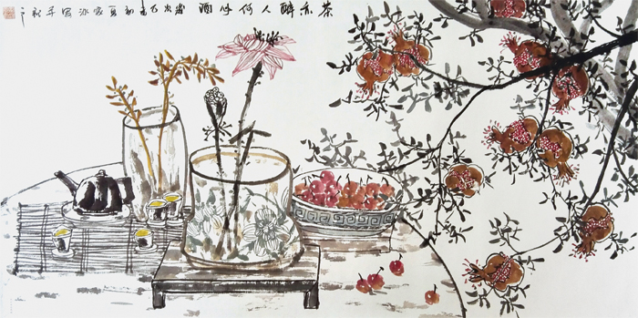 《茶亦醉人何必酒》68x136cm 洪家泳