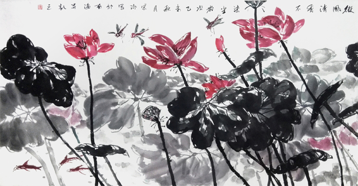 《微风清香不染尘》68x136cm 洪家泳
