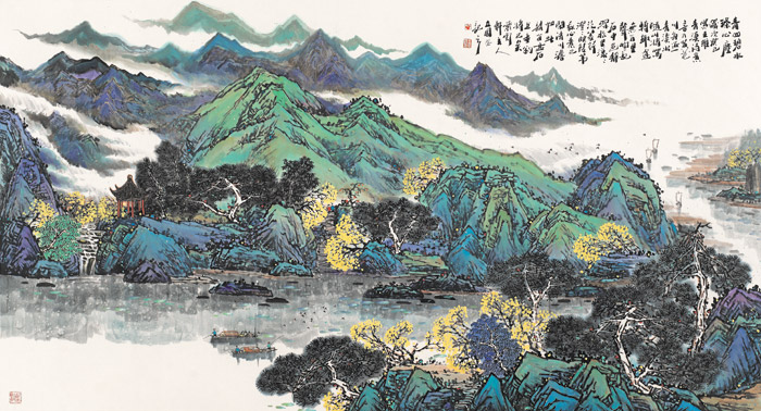 青山碧水涤心尘 97cm x 178cm 2014年 王立国