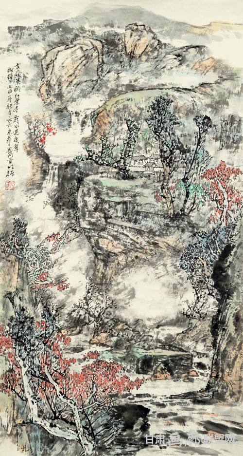 红叶寺-90<em></em>x48CM 秦明强