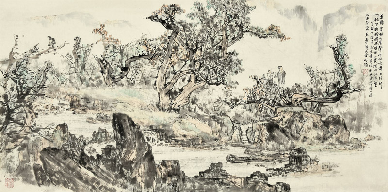 苏东坡诗意图-138X68CM 秦明强