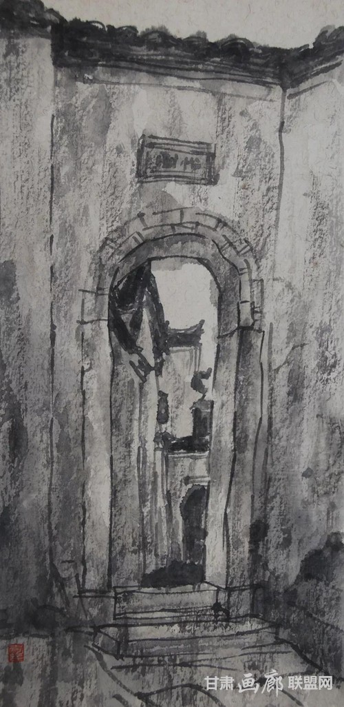 徽州古村落写生2 50<em></em>x25cm 2017年